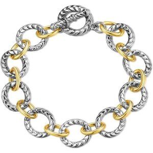 ⭐Women Two Tone Chain Link Silver Gold Twisted Rope Statement Chunky Bracelets